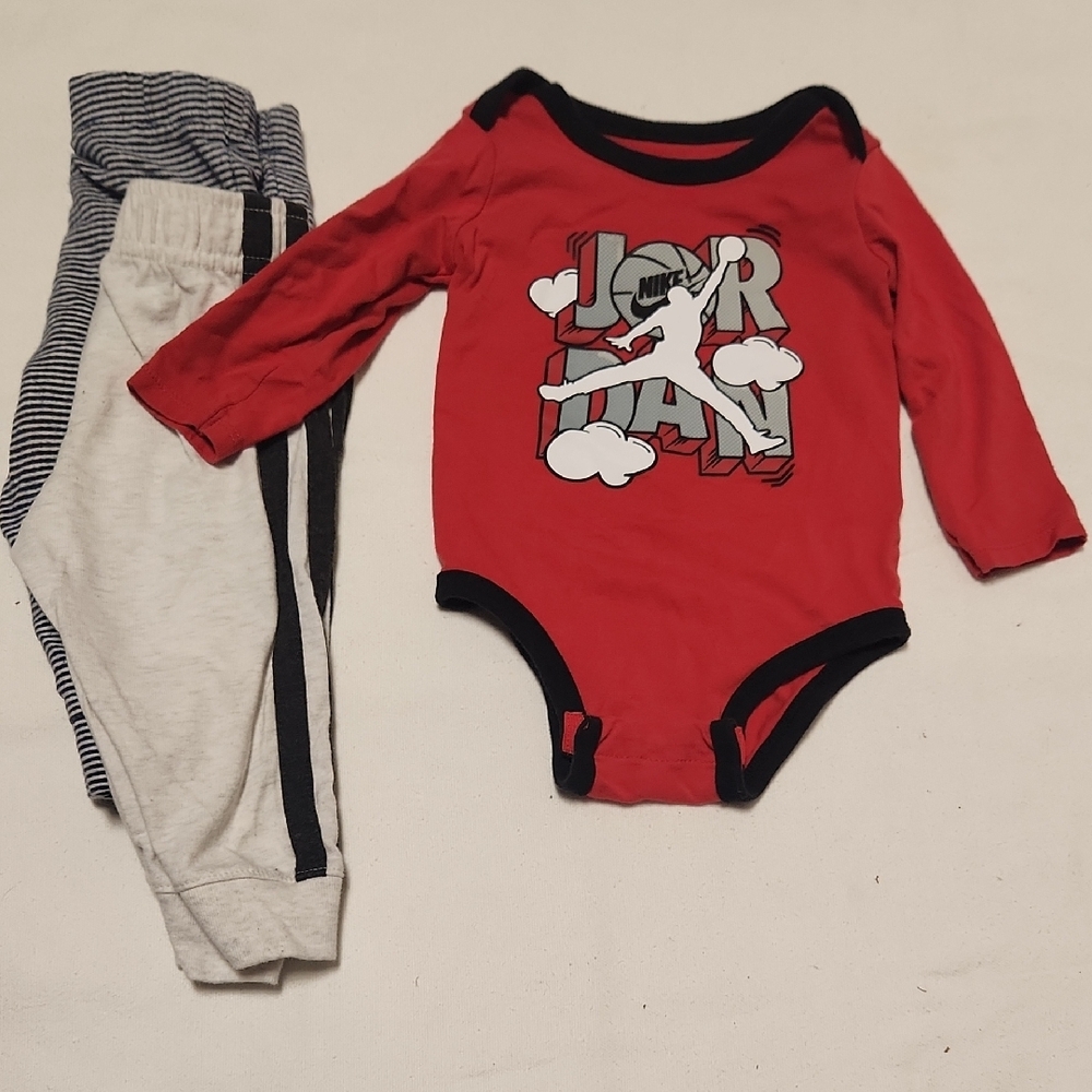 Jordan Red Baby Bodysuit and Pants Set